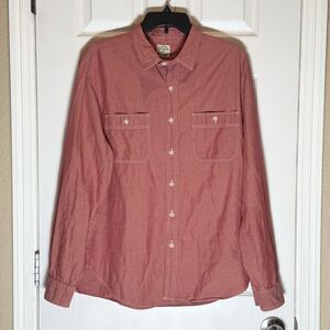 J. Crew Men's Large 2010s Button Down Long Sleeve Shirt Red/Pink Collared